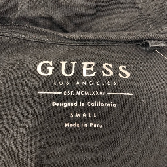 Guess Logo Black V-Neck Short Sleeve Tee, NWT - Picture 6 of 8
